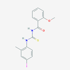 molecular formula C16H15IN2O2S B3671454 N-[(4-iodo-2-methylphenyl)carbamothioyl]-2-methoxybenzamide 
