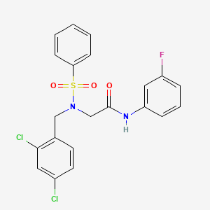 molecular formula C21H17Cl2FN2O3S B3671467 N~2~-(2,4-dichlorobenzyl)-N-(3-fluorophenyl)-N~2~-(phenylsulfonyl)glycinamide 