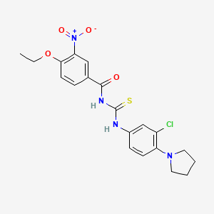 molecular formula C20H21ClN4O4S B3671533 N-{[3-chloro-4-(pyrrolidin-1-yl)phenyl]carbamothioyl}-4-ethoxy-3-nitrobenzamide 