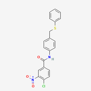 molecular formula C20H15ClN2O3S B3671540 4-chloro-3-nitro-N-{4-[(phenylthio)methyl]phenyl}benzamide 
