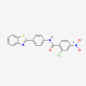 molecular formula C20H12ClN3O3S B3671542 N-[4-(1,3-benzothiazol-2-yl)phenyl]-2-chloro-4-nitrobenzamide 