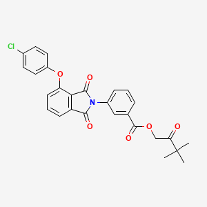 molecular formula C27H22ClNO6 B3671602 (3,3-Dimethyl-2-oxobutyl) 3-[4-(4-chlorophenoxy)-1,3-dioxoisoindol-2-yl]benzoate 