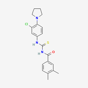 molecular formula C20H22ClN3OS B3671643 N-[(3-chloro-4-pyrrolidin-1-ylphenyl)carbamothioyl]-3,4-dimethylbenzamide 