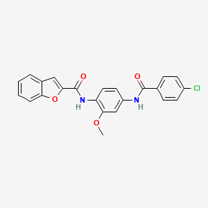 molecular formula C23H17ClN2O4 B3671712 N-{4-[(4-chlorobenzoyl)amino]-2-methoxyphenyl}-1-benzofuran-2-carboxamide 