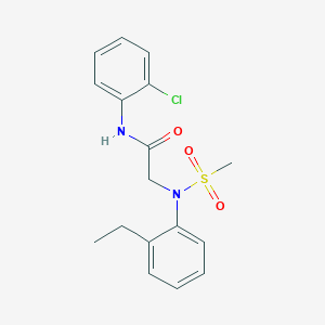 molecular formula C17H19ClN2O3S B3671741 N-(2-chlorophenyl)-2-(2-ethyl-N-methylsulfonylanilino)acetamide 