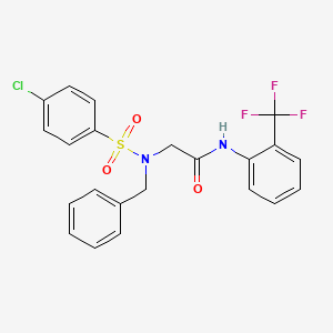 molecular formula C22H18ClF3N2O3S B3671764 N~2~-benzyl-N~2~-[(4-chlorophenyl)sulfonyl]-N~1~-[2-(trifluoromethyl)phenyl]glycinamide 