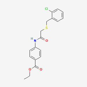 molecular formula C18H18ClNO3S B3671792 Ethyl 4-[[2-[(2-chlorophenyl)methylsulfanyl]acetyl]amino]benzoate 
