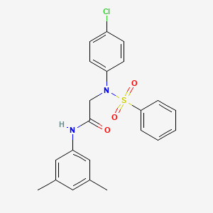 molecular formula C22H21ClN2O3S B3671820 N~2~-(4-chlorophenyl)-N~1~-(3,5-dimethylphenyl)-N~2~-(phenylsulfonyl)glycinamide 