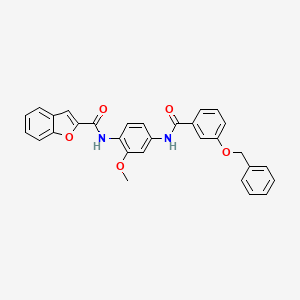 molecular formula C30H24N2O5 B3671835 N-(4-{[3-(benzyloxy)benzoyl]amino}-2-methoxyphenyl)-1-benzofuran-2-carboxamide 