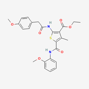 molecular formula C25H26N2O6S B3671942 ETHYL 5-[(2-METHOXYPHENYL)CARBAMOYL]-2-[2-(4-METHOXYPHENYL)ACETAMIDO]-4-METHYLTHIOPHENE-3-CARBOXYLATE CAS No. 297159-57-0