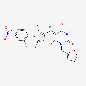 molecular formula C23H20N4O6 B3672093 (5Z)-5-[[2,5-dimethyl-1-(2-methyl-4-nitrophenyl)pyrrol-3-yl]methylidene]-1-(furan-2-ylmethyl)-1,3-diazinane-2,4,6-trione 