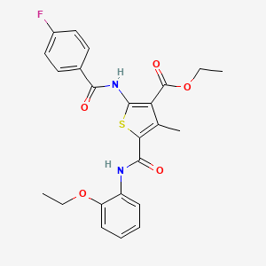 molecular formula C24H23FN2O5S B3672170 Ethyl 5-[(2-ethoxyphenyl)carbamoyl]-2-(4-fluorobenzamido)-4-methylthiophene-3-carboxylate 