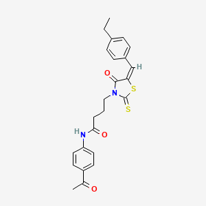 molecular formula C24H24N2O3S2 B3672179 N-(4-acetylphenyl)-4-[(5E)-5-[(4-ethylphenyl)methylidene]-4-oxo-2-sulfanylidene-1,3-thiazolidin-3-yl]butanamide 