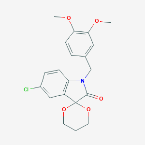 molecular formula C20H20ClNO5 B367236 5'-Chloro-1'-[(3,4-dimethoxyphenyl)methyl]spiro[1,3-dioxane-2,3'-indole]-2'-one CAS No. 876890-86-7