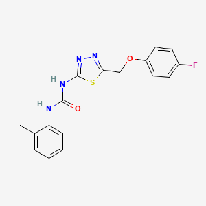 molecular formula C17H15FN4O2S B3672366 N-{5-[(4-fluorophenoxy)methyl]-1,3,4-thiadiazol-2-yl}-N'-(2-methylphenyl)urea 