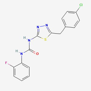 molecular formula C16H12ClFN4OS B3672486 1-[5-(4-Chlorobenzyl)-1,3,4-thiadiazol-2-yl]-3-(2-fluorophenyl)urea 
