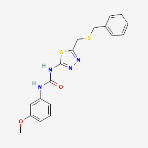 molecular formula C18H18N4O2S2 B3672623 N-{5-[(benzylthio)methyl]-1,3,4-thiadiazol-2-yl}-N'-(3-methoxyphenyl)urea 
