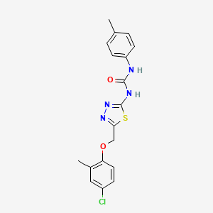 molecular formula C18H17ClN4O2S B3672628 1-{5-[(4-Chloro-2-methylphenoxy)methyl]-1,3,4-thiadiazol-2-yl}-3-(4-methylphenyl)urea 