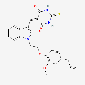molecular formula C25H23N3O4S B3672872 5-[[1-[2-(2-Methoxy-4-prop-2-enylphenoxy)ethyl]indol-3-yl]methylidene]-2-sulfanylidene-1,3-diazinane-4,6-dione 