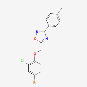 molecular formula C16H12BrClN2O2 B3673016 5-[(4-bromo-2-chlorophenoxy)methyl]-3-(4-methylphenyl)-1,2,4-oxadiazole 