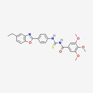 molecular formula C26H25N3O5S B3673233 N-{[4-(5-ethyl-1,3-benzoxazol-2-yl)phenyl]carbamothioyl}-3,4,5-trimethoxybenzamide 