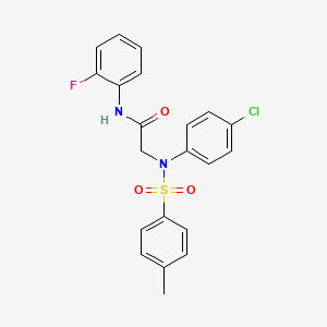 molecular formula C21H18ClFN2O3S B3673397 N~2~-(4-chlorophenyl)-N~1~-(2-fluorophenyl)-N~2~-[(4-methylphenyl)sulfonyl]glycinamide 