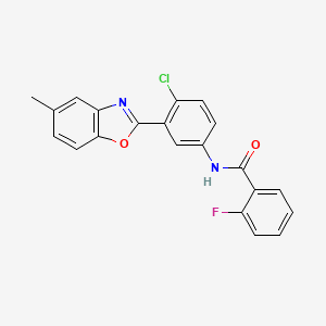 molecular formula C21H14ClFN2O2 B3673421 N-[4-chloro-3-(5-methyl-1,3-benzoxazol-2-yl)phenyl]-2-fluorobenzamide 