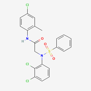 molecular formula C21H17Cl3N2O3S B3673445 N-(4-CHLORO-2-METHYLPHENYL)-2-[N-(2,3-DICHLOROPHENYL)BENZENESULFONAMIDO]ACETAMIDE 