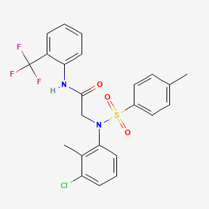 molecular formula C23H20ClF3N2O3S B3673517 N~2~-(3-chloro-2-methylphenyl)-N~2~-[(4-methylphenyl)sulfonyl]-N-[2-(trifluoromethyl)phenyl]glycinamide 