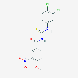 molecular formula C15H11Cl2N3O4S B3673531 N-[(3,4-dichlorophenyl)carbamothioyl]-4-methoxy-3-nitrobenzamide 