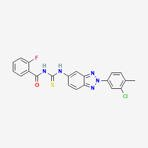 molecular formula C21H15ClFN5OS B3673571 N-({[2-(3-chloro-4-methylphenyl)-2H-1,2,3-benzotriazol-5-yl]amino}carbonothioyl)-2-fluorobenzamide 