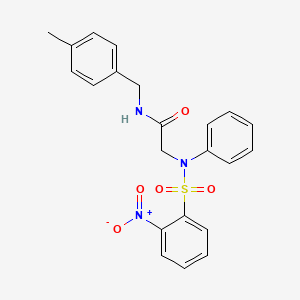 molecular formula C22H21N3O5S B3673599 N-[(4-methylphenyl)methyl]-2-(N-(2-nitrophenyl)sulfonylanilino)acetamide 