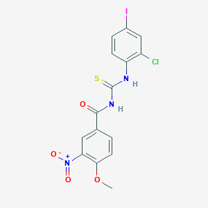 molecular formula C15H11ClIN3O4S B3673666 N-[(2-chloro-4-iodophenyl)carbamothioyl]-4-methoxy-3-nitrobenzamide 