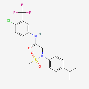molecular formula C19H20ClF3N2O3S B3673734 N-[4-chloro-3-(trifluoromethyl)phenyl]-2-(N-methylsulfonyl-4-propan-2-ylanilino)acetamide 