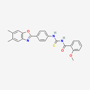molecular formula C24H21N3O3S B3673753 N-({[4-(5,6-dimethyl-1,3-benzoxazol-2-yl)phenyl]amino}carbonothioyl)-2-methoxybenzamide 