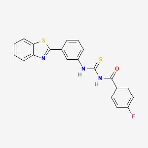 molecular formula C21H14FN3OS2 B3673797 N-{[3-(1,3-benzothiazol-2-yl)phenyl]carbamothioyl}-4-fluorobenzamide 