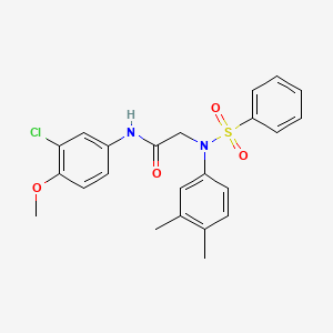 molecular formula C23H23ClN2O4S B3673806 N~1~-(3-chloro-4-methoxyphenyl)-N~2~-(3,4-dimethylphenyl)-N~2~-(phenylsulfonyl)glycinamide 