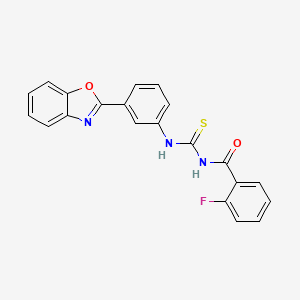 molecular formula C21H14FN3O2S B3673808 N-{[3-(1,3-benzoxazol-2-yl)phenyl]carbamothioyl}-2-fluorobenzamide 