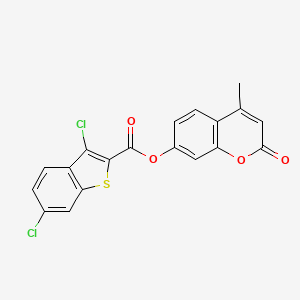 molecular formula C19H10Cl2O4S B3673812 (4-Methyl-2-oxochromen-7-yl) 3,6-dichloro-1-benzothiophene-2-carboxylate 