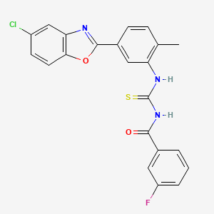 molecular formula C22H15ClFN3O2S B3673996 N-{[5-(5-chloro-1,3-benzoxazol-2-yl)-2-methylphenyl]carbamothioyl}-3-fluorobenzamide 