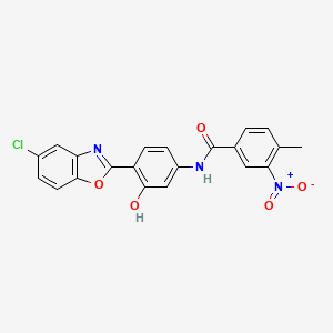 molecular formula C21H14ClN3O5 B3674010 N-[4-(5-chloro-1,3-benzoxazol-2-yl)-3-hydroxyphenyl]-4-methyl-3-nitrobenzamide 