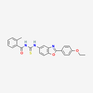 molecular formula C24H21N3O3S B3674192 N-{[2-(4-ethoxyphenyl)-1,3-benzoxazol-5-yl]carbamothioyl}-2-methylbenzamide CAS No. 6424-06-2