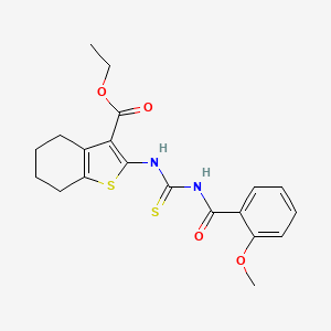 molecular formula C20H22N2O4S2 B3674289 Ethyl 2-({[(2-methoxyphenyl)carbonyl]carbamothioyl}amino)-4,5,6,7-tetrahydro-1-benzothiophene-3-carboxylate 