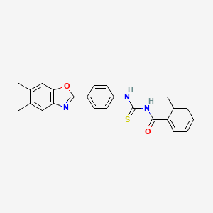 molecular formula C24H21N3O2S B3674294 N-{[4-(5,6-dimethyl-1,3-benzoxazol-2-yl)phenyl]carbamothioyl}-2-methylbenzamide 