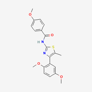 molecular formula C20H20N2O4S B3674314 N-[4-(2,5-dimethoxyphenyl)-5-methyl-1,3-thiazol-2-yl]-4-methoxybenzamide 