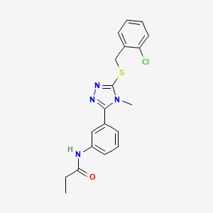 molecular formula C19H19ClN4OS B3674409 N-[3-[5-[(2-chlorophenyl)methylsulfanyl]-4-methyl-1,2,4-triazol-3-yl]phenyl]propanamide 