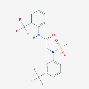 molecular formula C17H14F6N2O3S B3674425 N~2~-(methylsulfonyl)-N~1~-[2-(trifluoromethyl)phenyl]-N~2~-[3-(trifluoromethyl)phenyl]glycinamide 