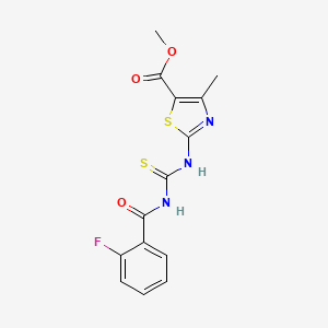 molecular formula C14H12FN3O3S2 B3674469 methyl 2-({[(2-fluorobenzoyl)amino]carbonothioyl}amino)-4-methyl-1,3-thiazole-5-carboxylate 