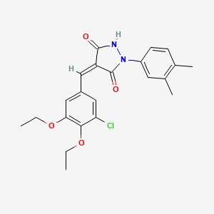 molecular formula C22H23ClN2O4 B3674471 (4Z)-4-[(3-chloro-4,5-diethoxyphenyl)methylidene]-1-(3,4-dimethylphenyl)pyrazolidine-3,5-dione 