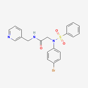 molecular formula C20H18BrN3O3S B3674478 N~2~-(4-bromophenyl)-N~2~-(phenylsulfonyl)-N-(pyridin-3-ylmethyl)glycinamide 